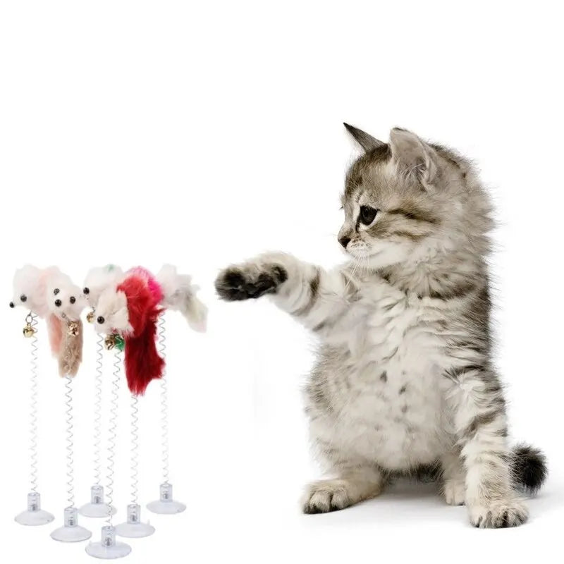 Cartoon Pet Cat Toy Stick Feather Rod Mouse Mini Bell Catcher Teaser