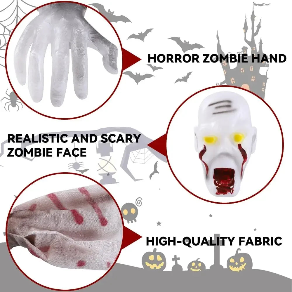 Realistic Zombie Statue LED Light Haunted House Scary Face Arm