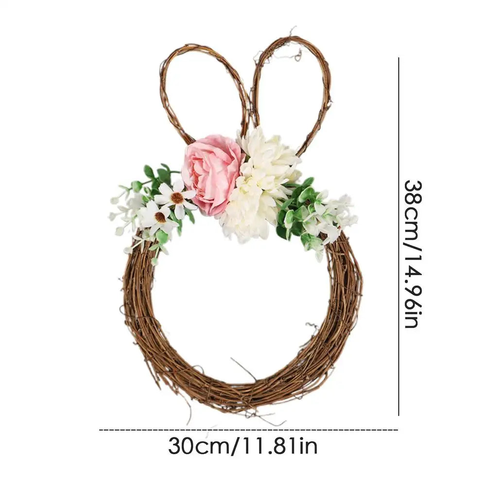 Easter Bunny Shaped Wreath Welcome Rabbit Shape Hanger Front Door