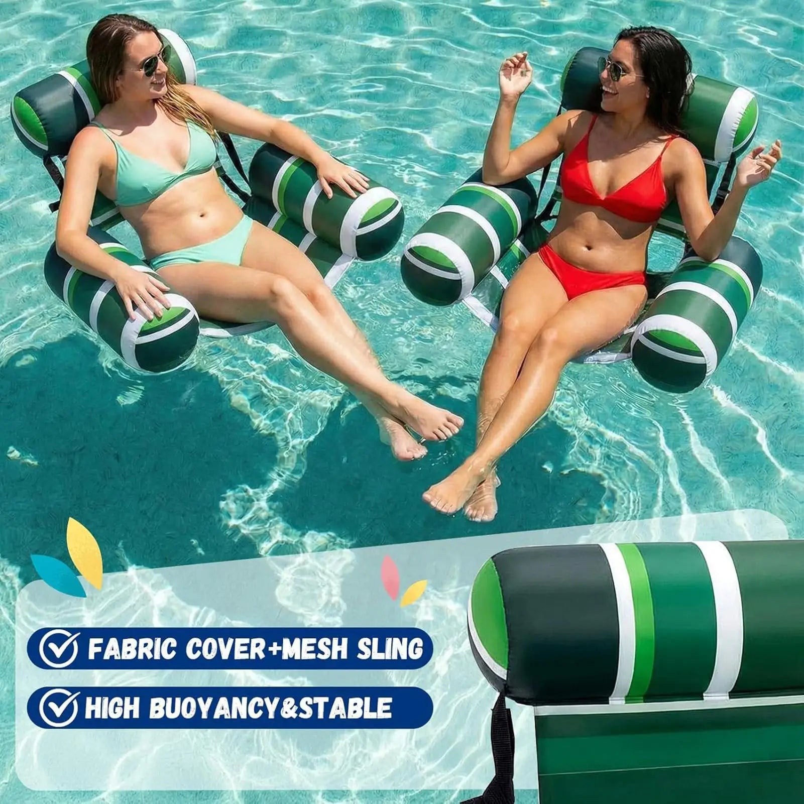 Pool Float Chair Adjustable Heavy Duty Inflatable Seat Air Pump Water