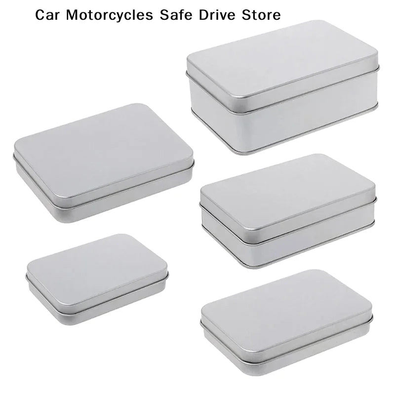 Small Sliver Rectangular Coin Jewelry Tin Storage Box Empty Metal