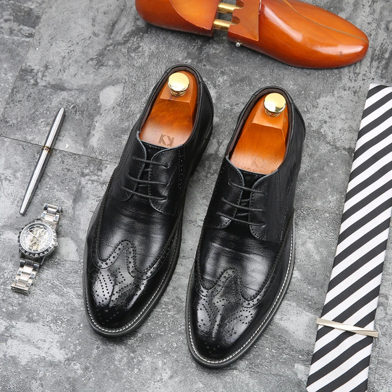 Brown Brogue Dress Shoes Leather Lace Up Formal Oxfords Wedding Zpaxo Y6 Black 39 China Mainland