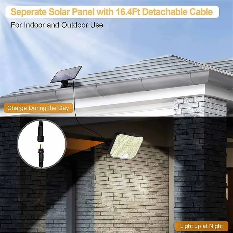 Solar Powered Light Motion Senso Waterproof 118LED Split Flood Wall Zpaxo