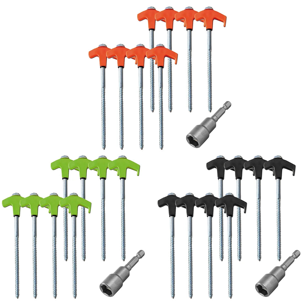 Camping Pegs Drill Hex Socket Heavy Duty Spiral Screw Stakes Ground