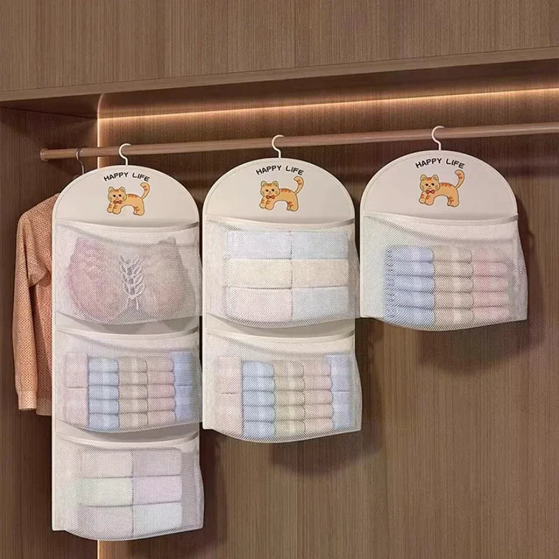 Large Capacity Storage Net Dormitory Wardrobe Socks Underwear Hanging Bag Multilayer Breathable Mesh Pocket Door Storage Bags Zpaxo