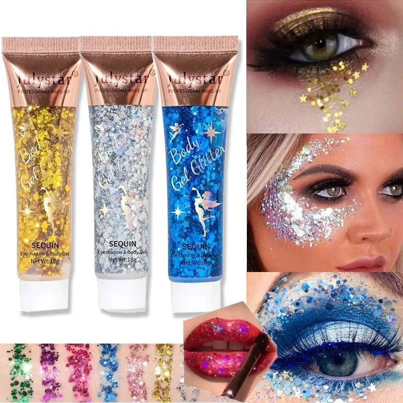 Sequins Glitter Gel Multifunctional Body Face Nail Hair Flash Liquid Zpaxo
