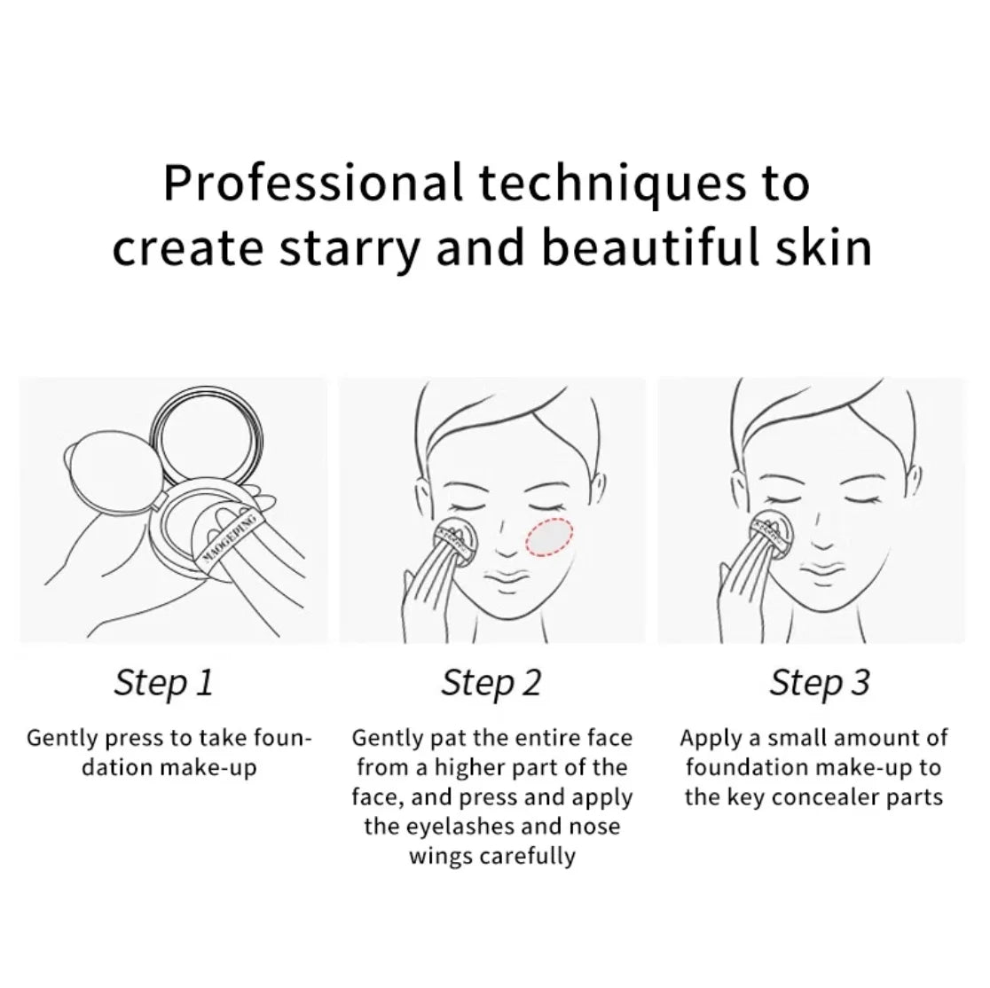 MAOGEPING Luxurious Caviar Cushion Flawless Light Thin Fit Concealer Zpaxo