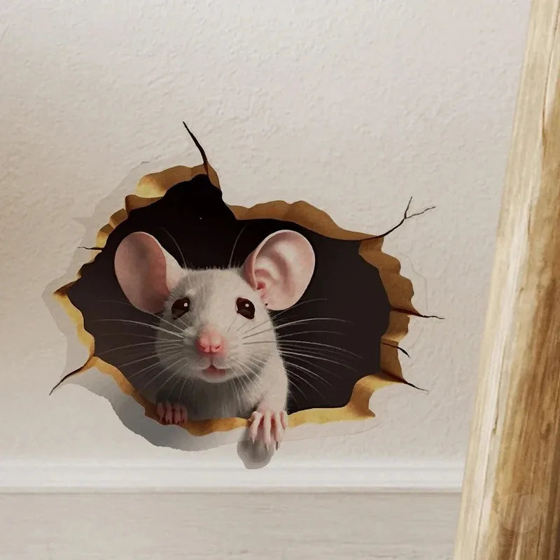 3D Personalised Mouse Sticker Reading Theme White Flower Adorable