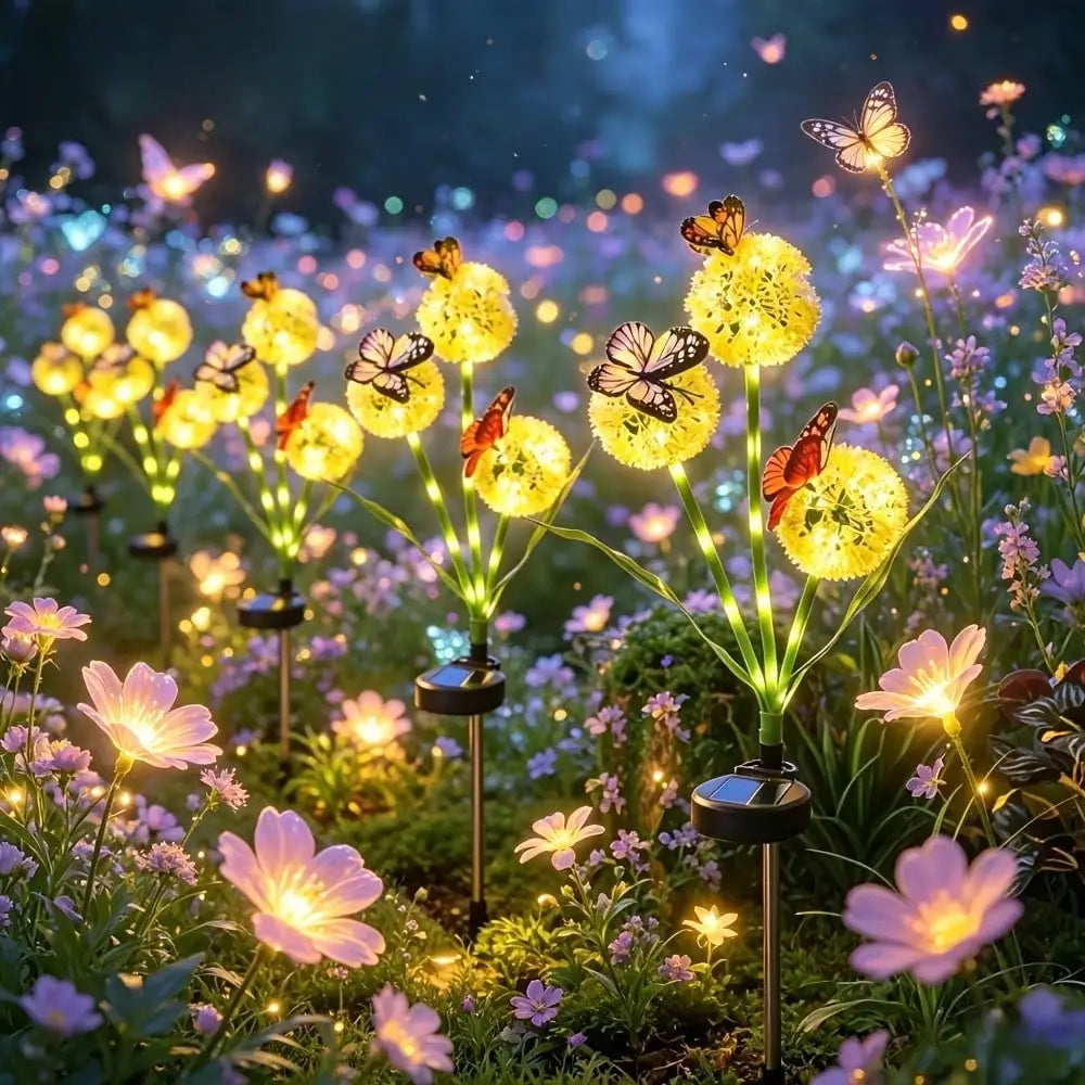 Solar-powered Butterfly Dandelion Lamp Garden Decorative Lighting