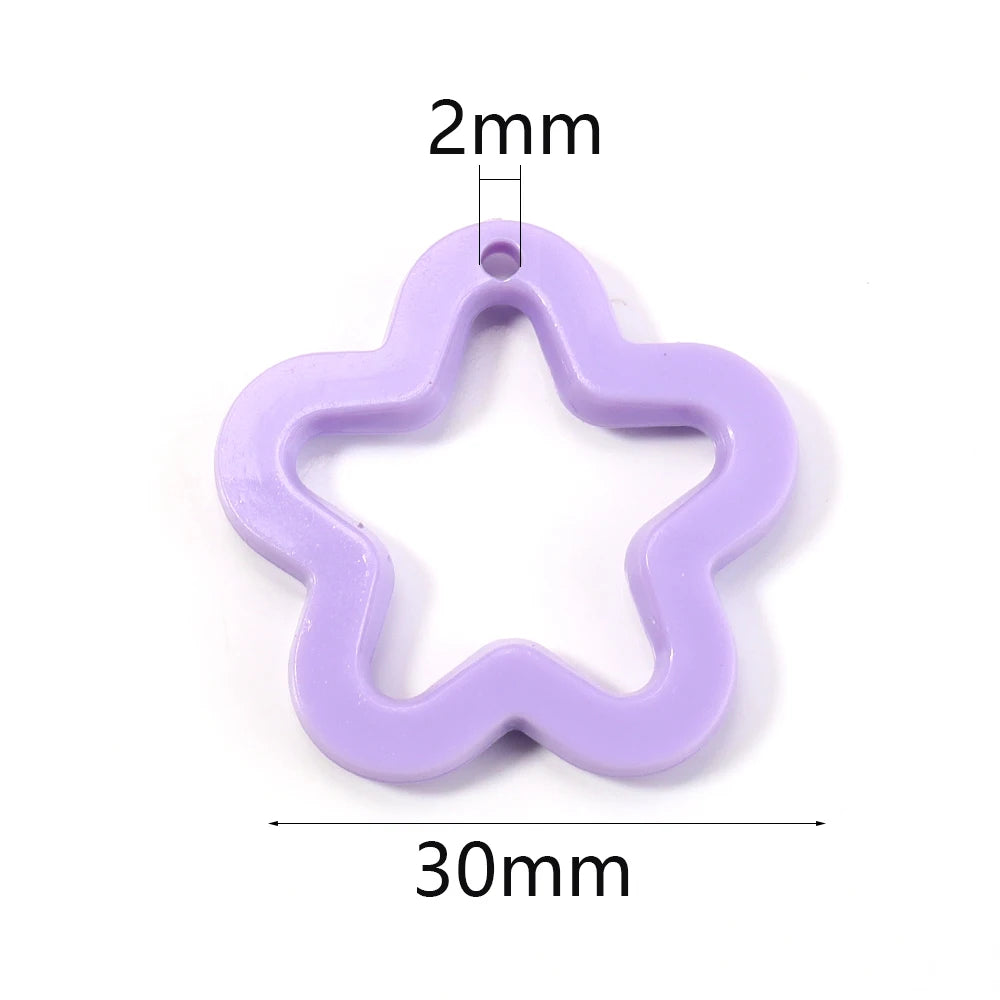 40Pcs/Lot 30mm Acrylic Transparent Hollow Star Loose Beads DIY Jewelry Pendant Keychain Windbell Handmade Fashion Accessories Zpaxo