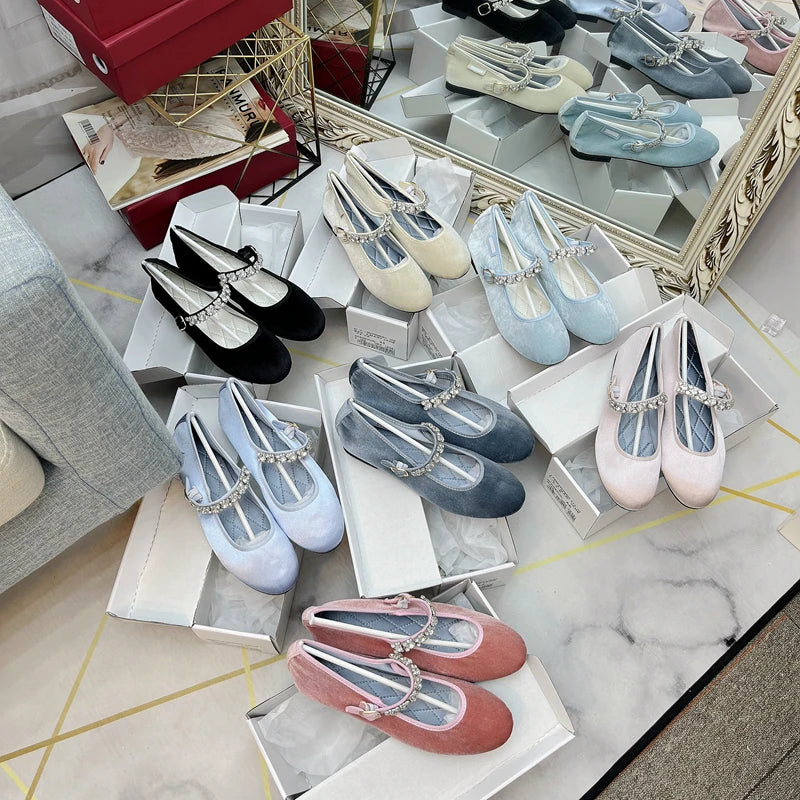 Flats Women's Shoes 2023 Spring Autumn Round Toe Shoes Pearl Velvet Flat French Loafers Ladies Work Shoes Plus Size 41 Zpaxo