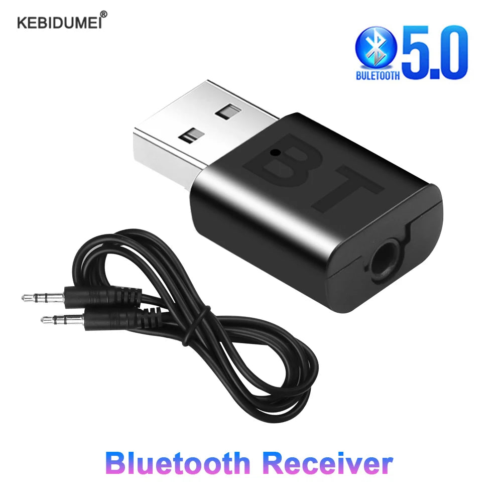 USB Bluetooth 5 0 Receiver Wireless Adapter AUX Jack Car Music Stereo