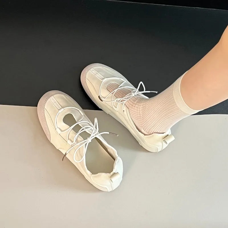 Spring Autumn Women's Comfortable Vintage Mid Heel Single Shoes Women Zpaxo WHITE 35