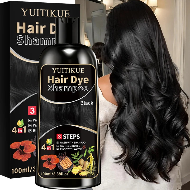 YUITIKUE Herbal Black Hair Dye Shampoo – Color & Cleanse Hair Dye Shampoo Zpaxo Default Title