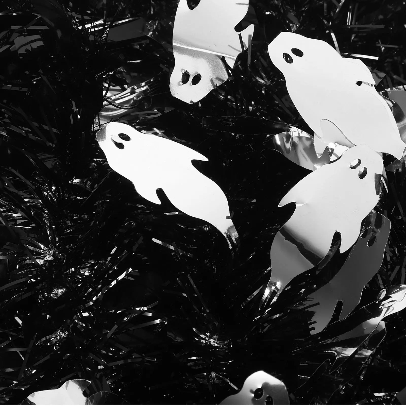 Halloween Tinsel Garland Metallic Shine 6 56ft Ghost Design Indoor
