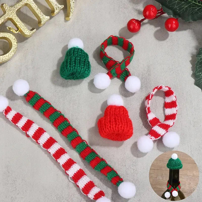 2025 Christmas Mini Knitted Doll Scarf Hat Polyester Hair Ball