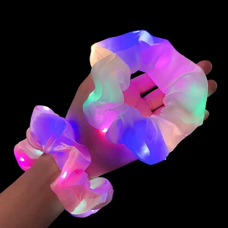 LED Glow-in-the-dark Sausage Headband for Girls, Large Luminous Ponytail Hair Accessories, Fancy Party, Birthday, Halloween Gift Zpaxo