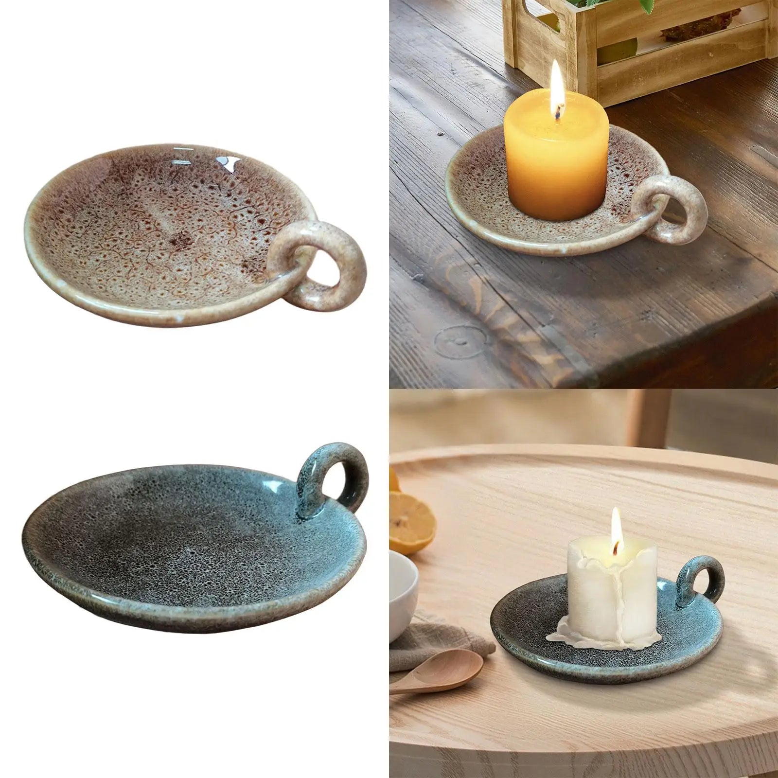 Ceramic Candle Plate Round Candlelight Stand Candle Holder Candlestick for Anniversary Living Room Fireplace Home Decoration Zpaxo