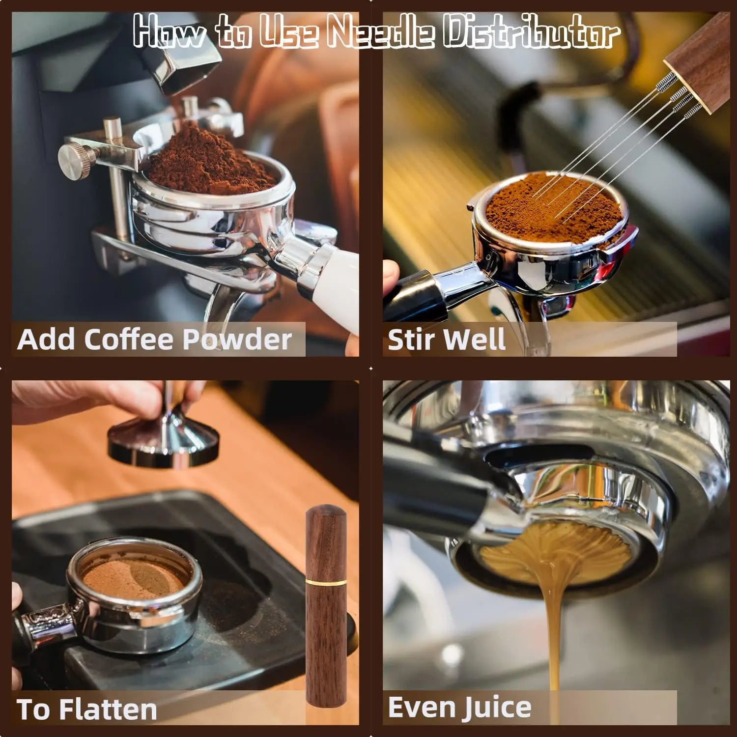 6-Needle Espresso Distribution Tool – WDT Wood Handle