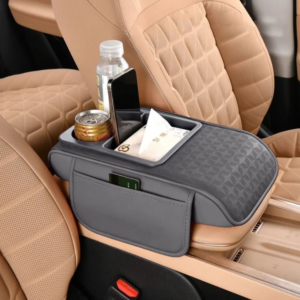 Multifunctional Center Console Armrest Cushion Heightened Cup Holders Zpaxo