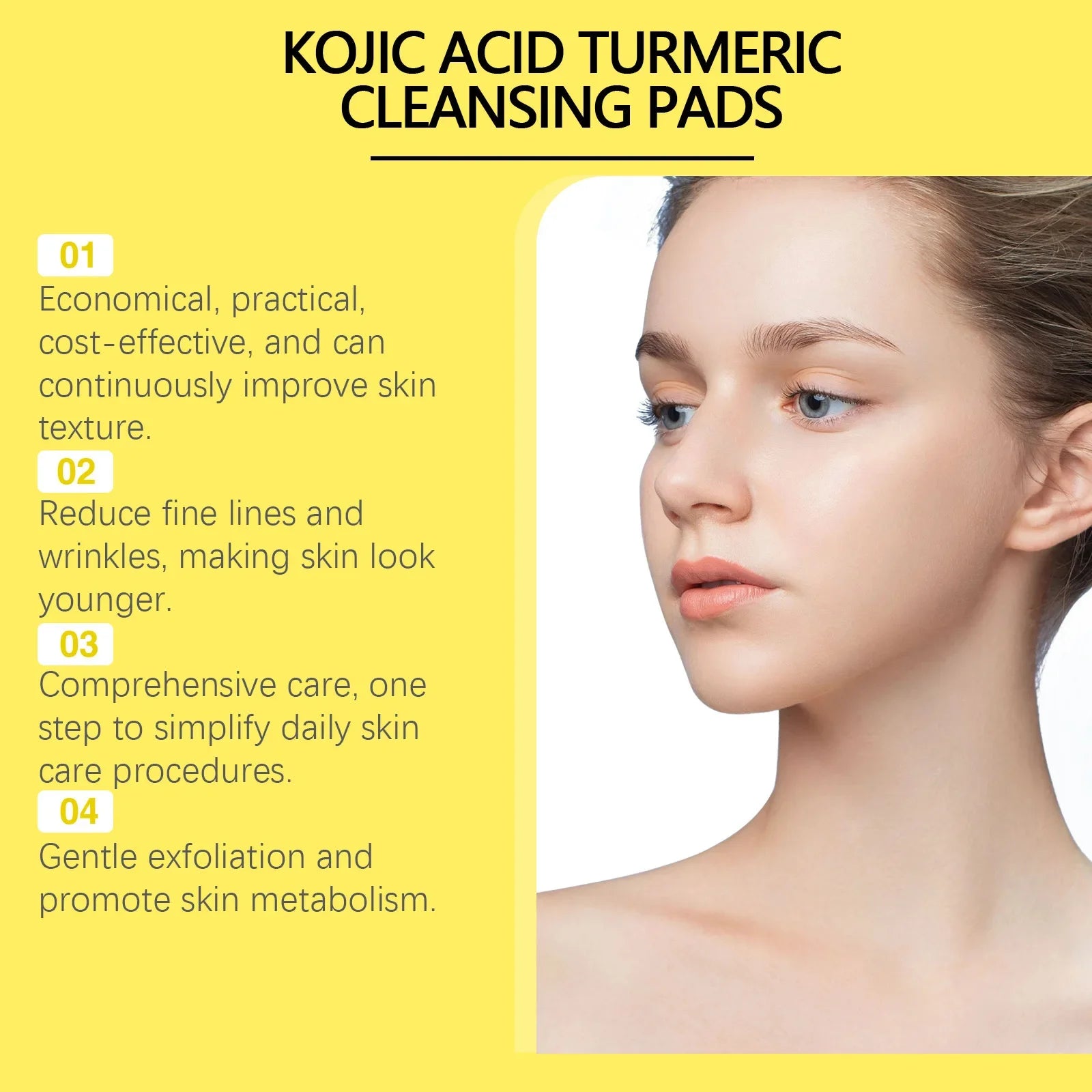 Turmeric Kojic Acid Cleansing Pads – Exfoliate & Brighten Skin Facial Cleansing Pads Zpaxo