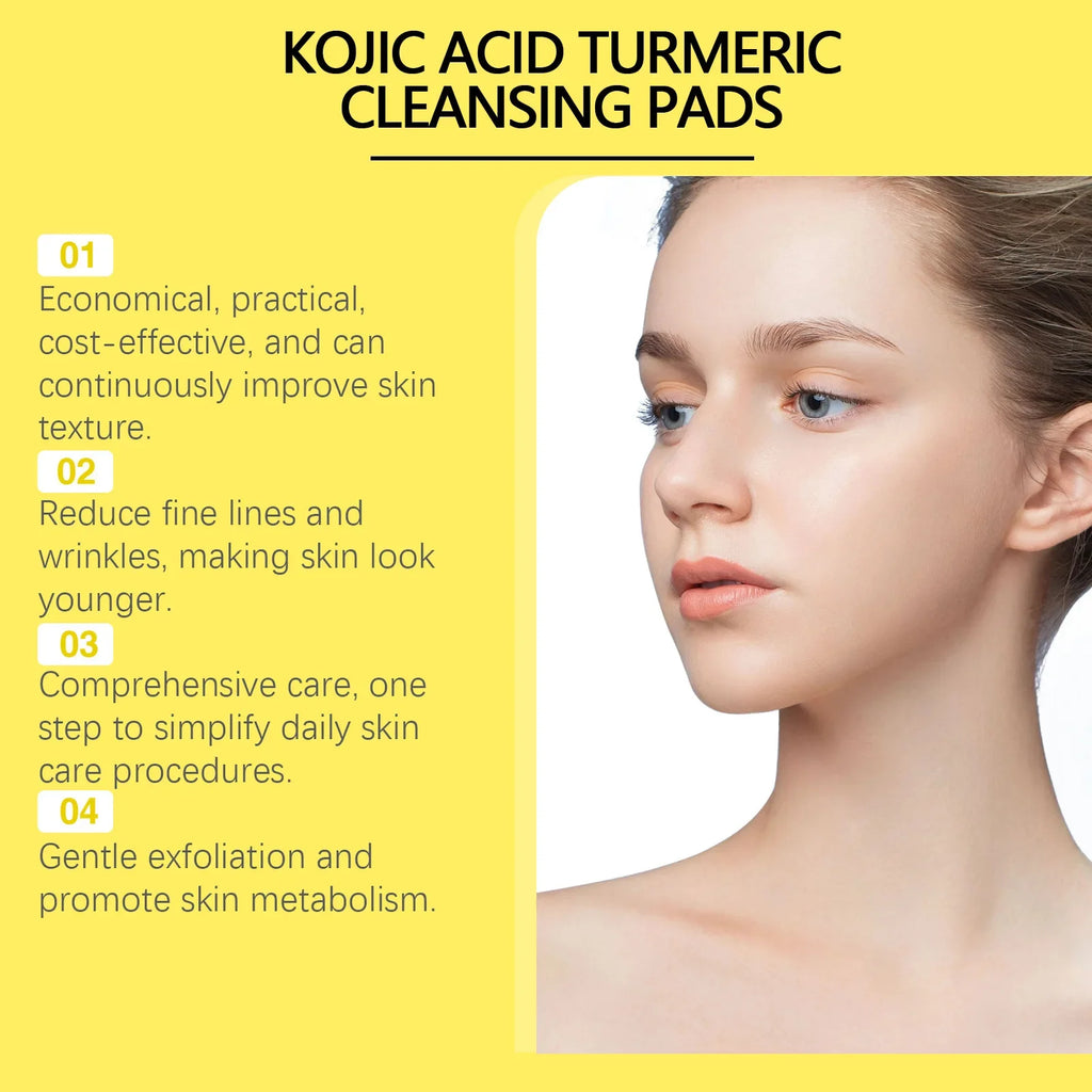 Turmeric Kojic Acid Cleansing Pads – Brighten & Exfoliate Skin Facial Cleansing Pads Zpaxo