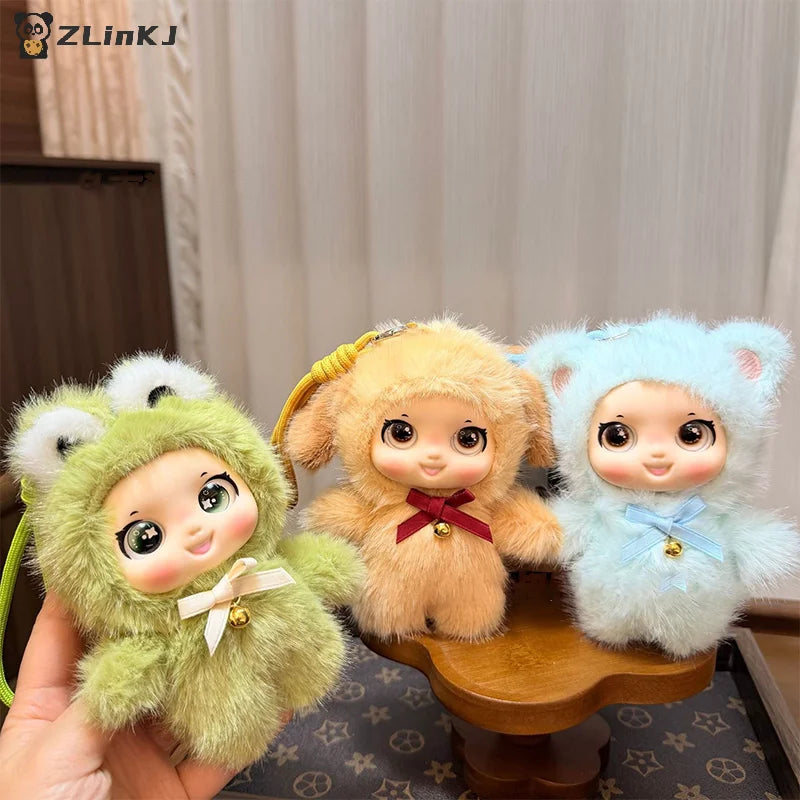 ▶1Pcs Cute Family Series Animals Vinyl Face Plush Forest Doll Pendant Backpack Decoration Gifts Zpaxo