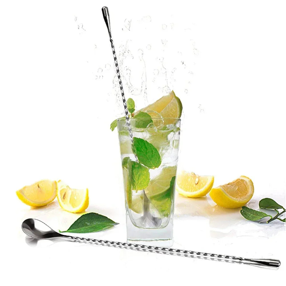Kitchen 30cm Long Handle Cocktail Stirrers Bartender Mixing Stick Spoon Stainless Steel Barman Kit Accessories Whisky Shaker Bar Zpaxo