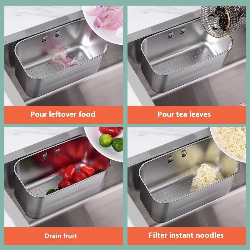 304 Stainless Steel Sink Asphalt Basket Dishwasher Dishwasher Water Pool Hanging Garbage Filter Rack Filter Storage Rack yuzi Zpaxo