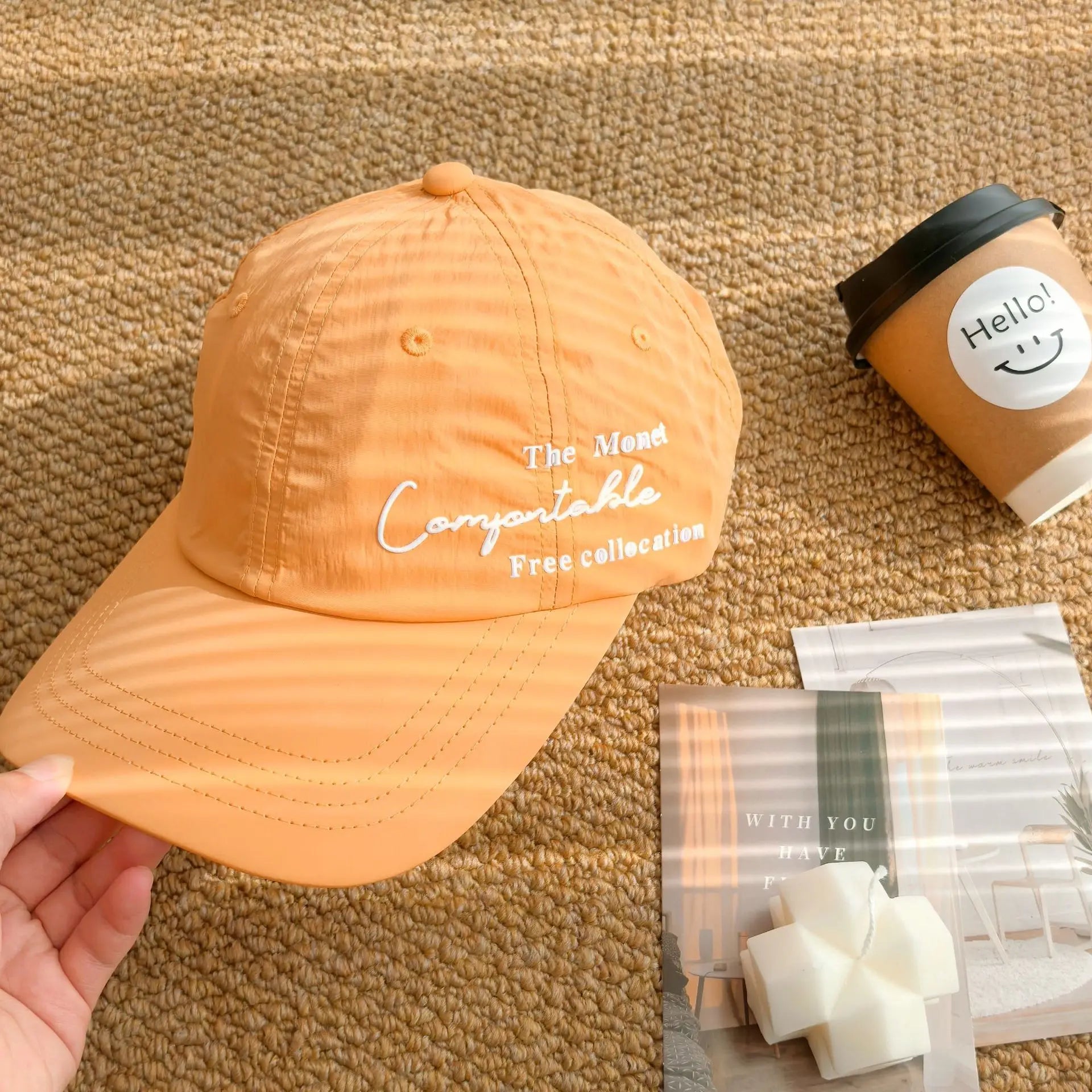 Summer thin breathable quick drying baseball cap for men and women outdoor hiking and sports soft top duckbill cap Zpaxo Orange hat