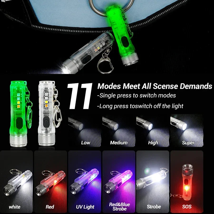 Mini Rechargeable LED Keychain Flashlight | Magnetic USB-C Torch