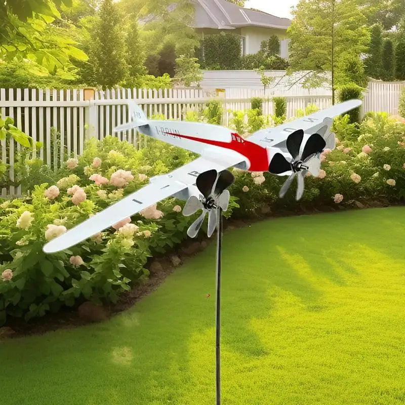 Airplane Weathervane Metal Aircraft Pinwheel Garden Decor Art Outdoor