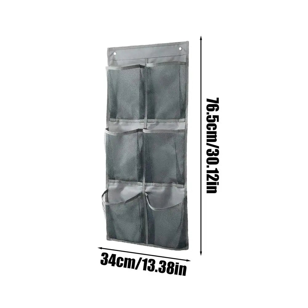 6-Pocket Mesh Hanging Organizer – Over Door & Wall Storage Hanging Storage Organizer Zpaxo Gray