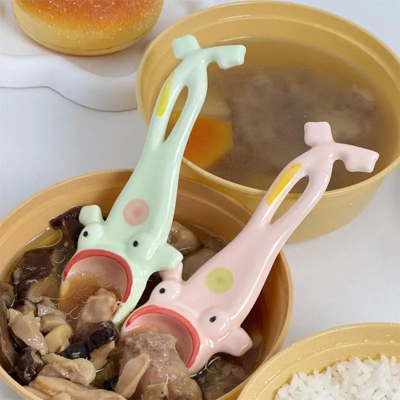 Cute Ceramic Star Frog Soup Spoon Korean Ice Cream Hand Painted