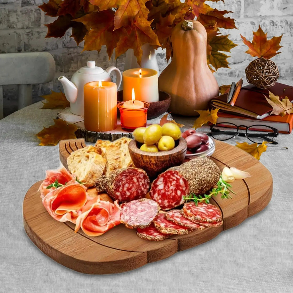Pumpkin Shaped Wooden Cutting Board & Charcuterie Serving Tray Novelty Serving Board Zpaxo