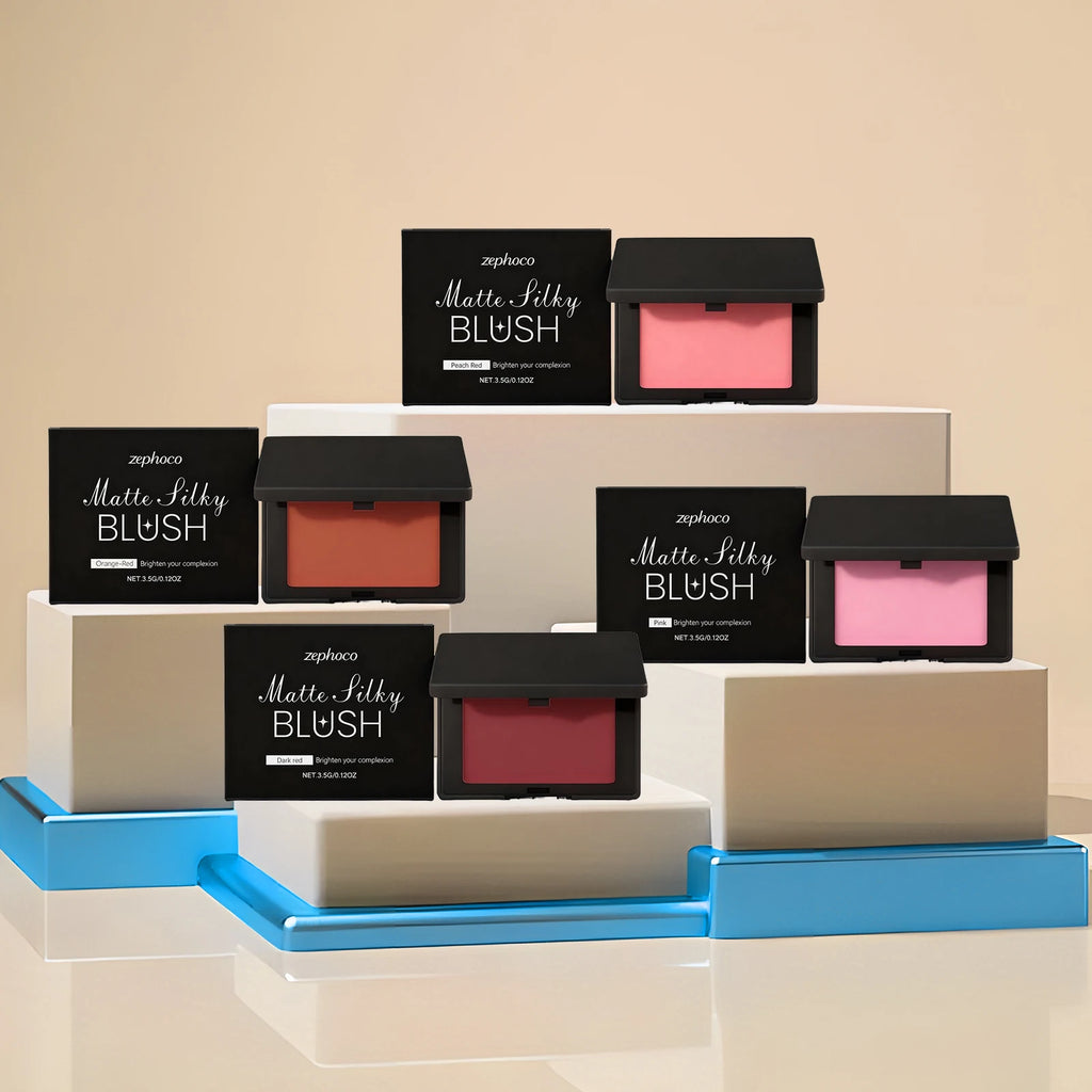 Matte Blush Powder Monochrome Palette Natural Flush Soften Silky Peach Color Face Contour Long Lasting Waterproof Cheek Makeup Zpaxo