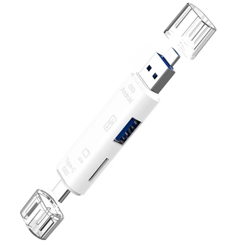 1 Multifunction USB 2 0 C Micro TF SD Memory Card Reader OTG Adapter Zpaxo White