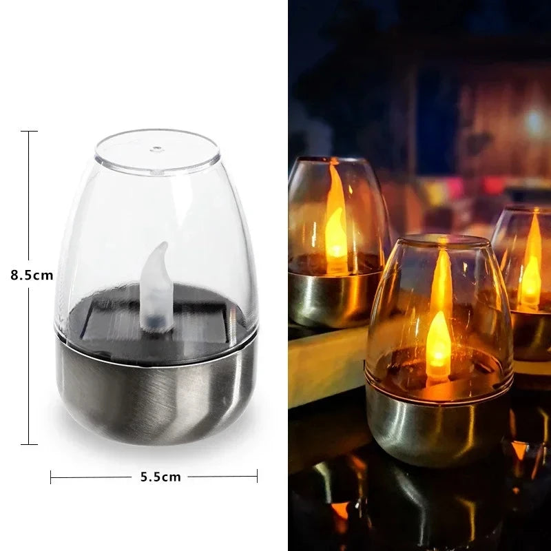 Solar Candles Wine Glass Lights Outdoor Waterproof LED Lawn Courtyard Zpaxo 1 PC Warm White