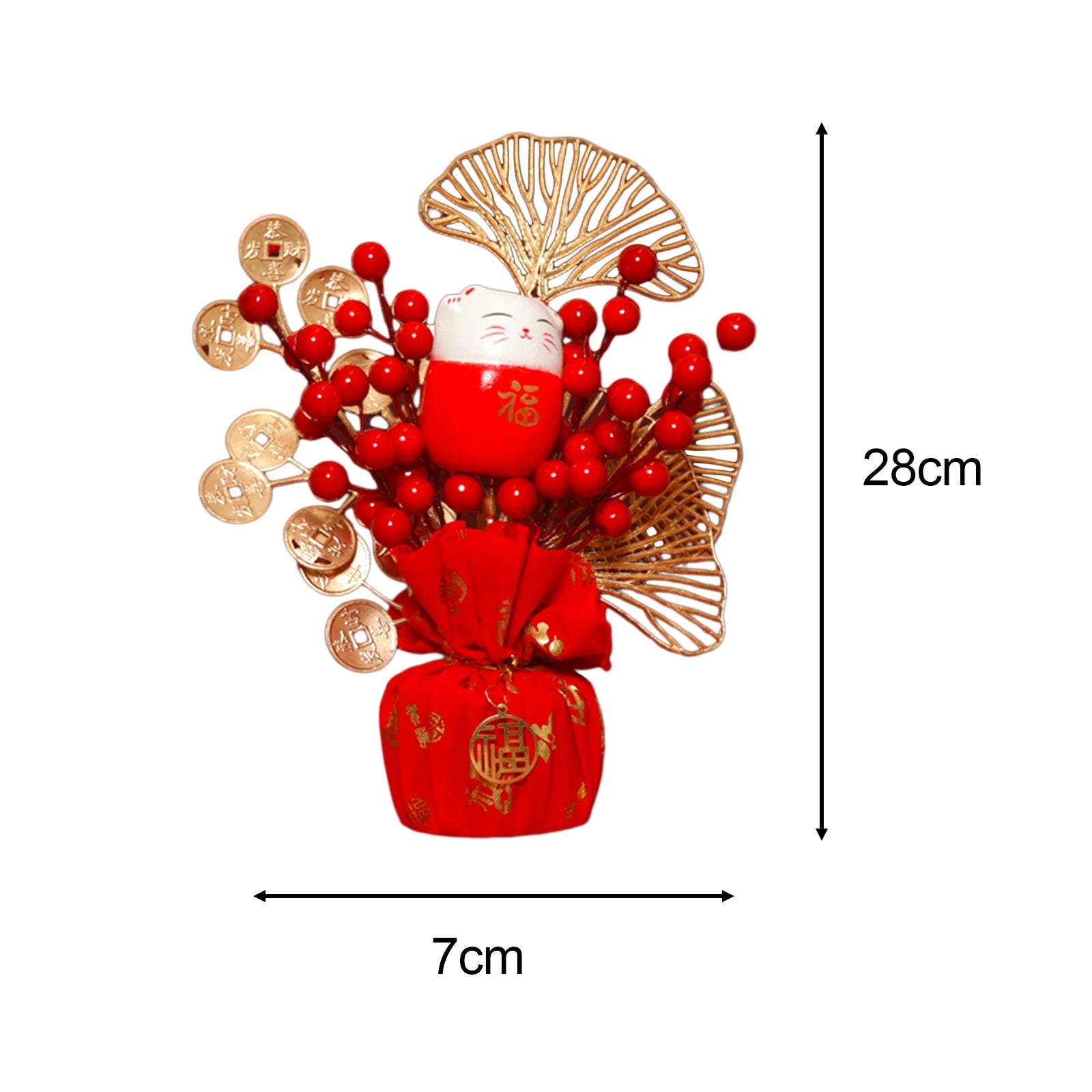 Chinese Lunar Year Decoration Gift Lucky Tree Artificial Potted for China Spring Festival Office Birthday Graduation Wedding Zpaxo Cat 2