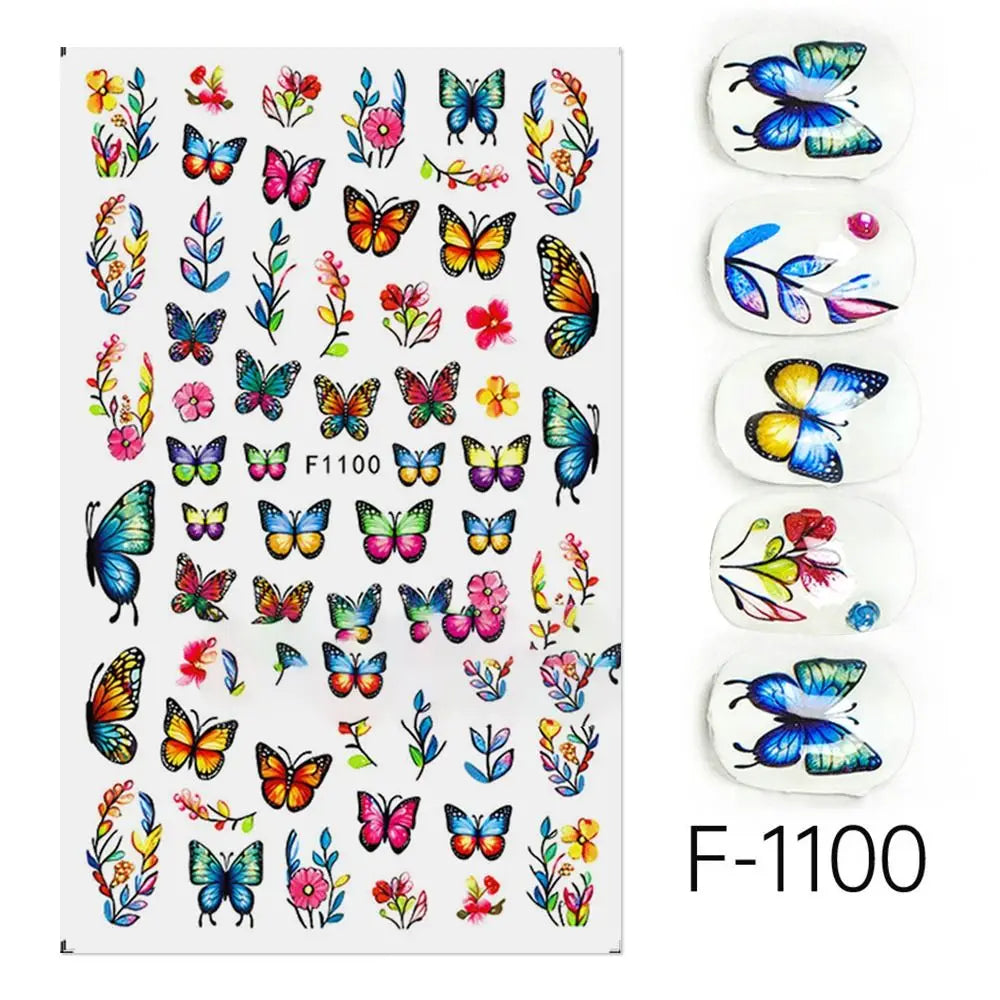 3D Design Nail Art Decals Purple Petals Flowers Stickers Candy Colors Zpaxo