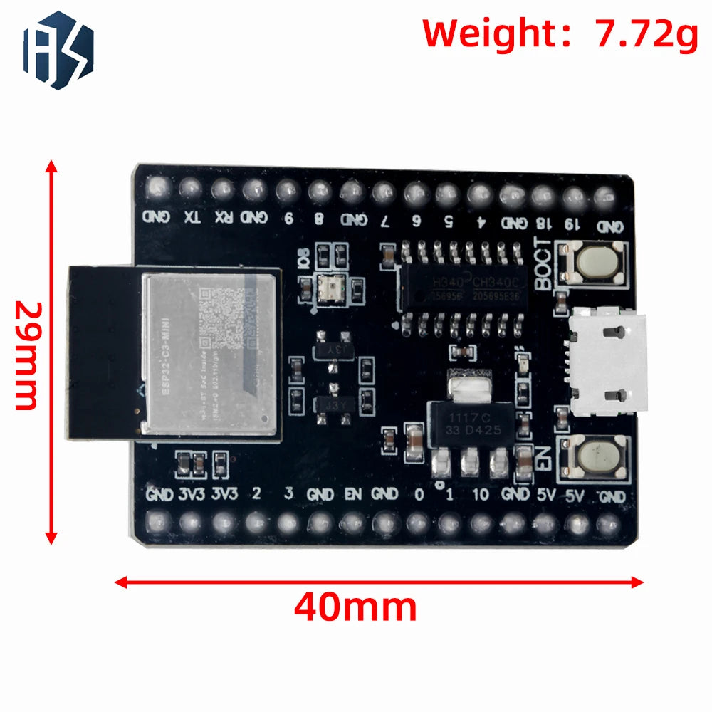 ESP32-C3-MINI-1 Dev Board RISC-V 160MHz 4MB Flash Wifi BLE5 0 Iot Zpaxo