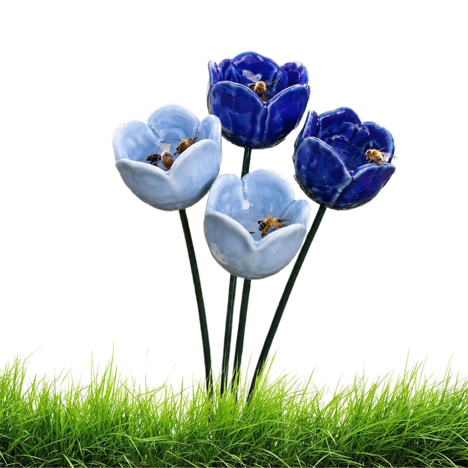 4-Pack Bee & Butterfly Watering Station Flower Garden Stakes Pollinator Watering Station Zpaxo