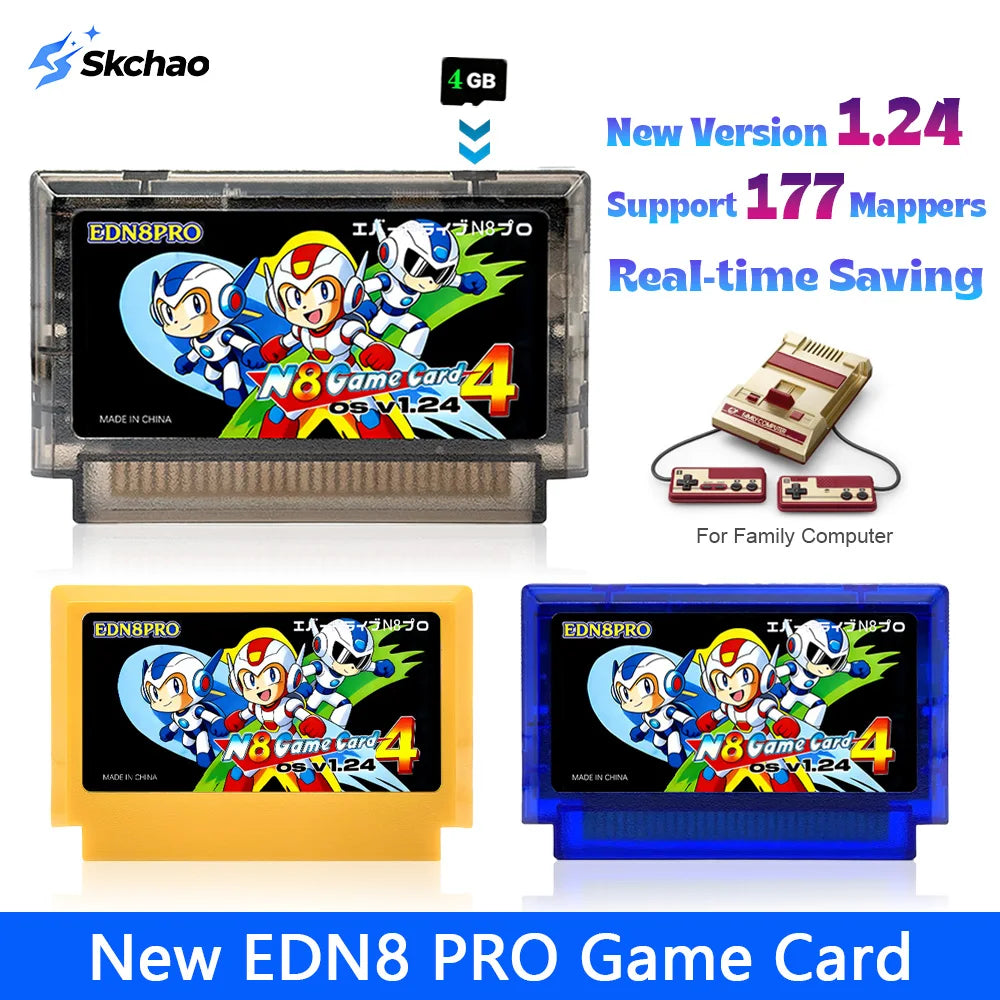 New V1.24 FC N8 Game Card with 2000 Games & 4G TF Card Flash Cartridge for Family Computer 8-Bit Video Game Console Zpaxo