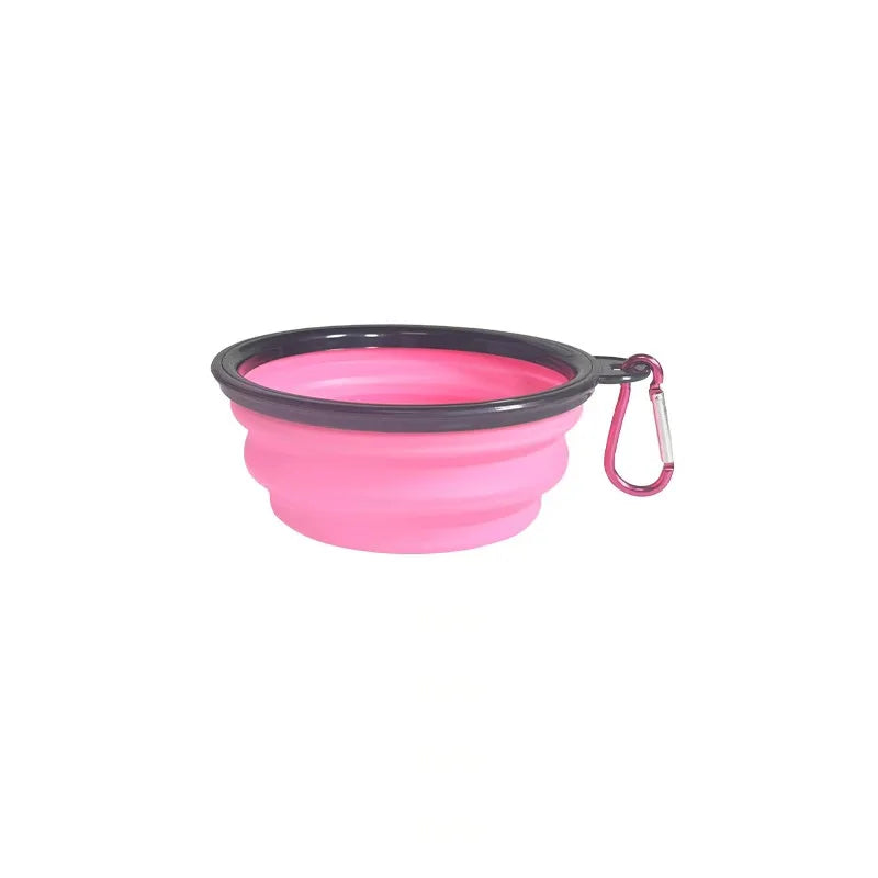 Dog Bowls Expandable Foldable Travel Pet Carabiners Durable Plastic Zpaxo Pink