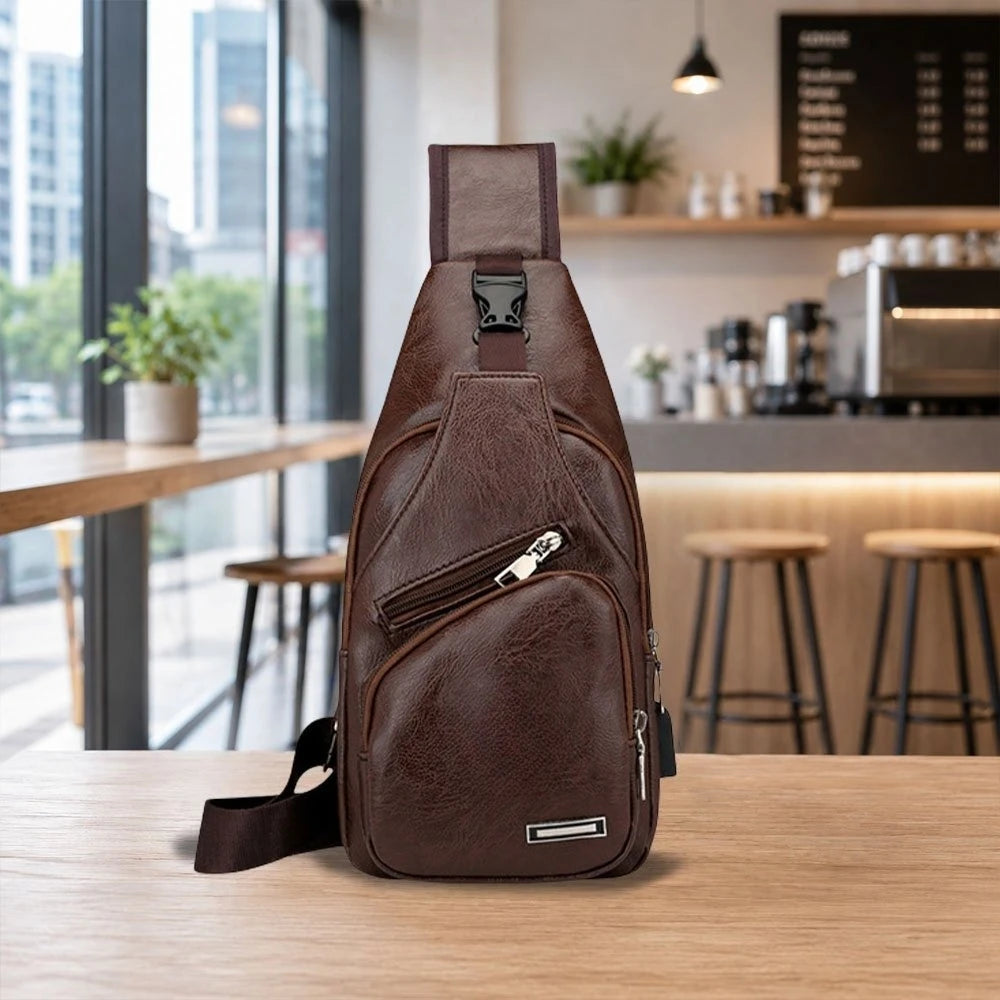 Men's Chest Bag Adjustable Strap Zipper Closure Multifunctional