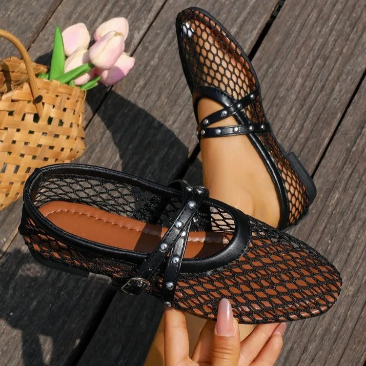 Women Sandals Summer Round Toe Buckles Shoes Casual Comfortable Flats