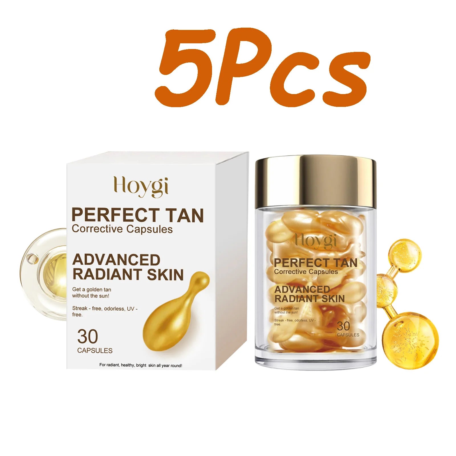 Hoygi Portable Tanning Capsules – Sunless Self-Tanning Serum 30ct Self-Tanning Serum Zpaxo 150 capsules