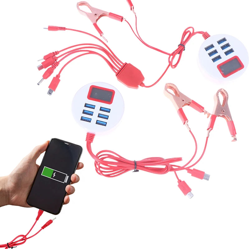 6-Port USB Clip Battery Charger with LCD Display | 5V 1A