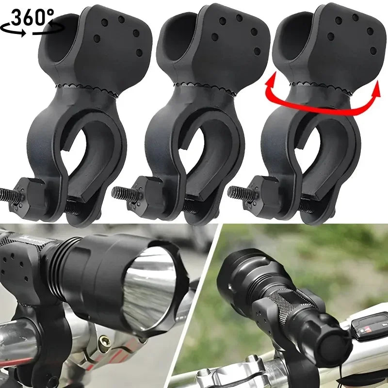 360° Rotating Bike Handlebar Flashlight Mount Clamp Bracket