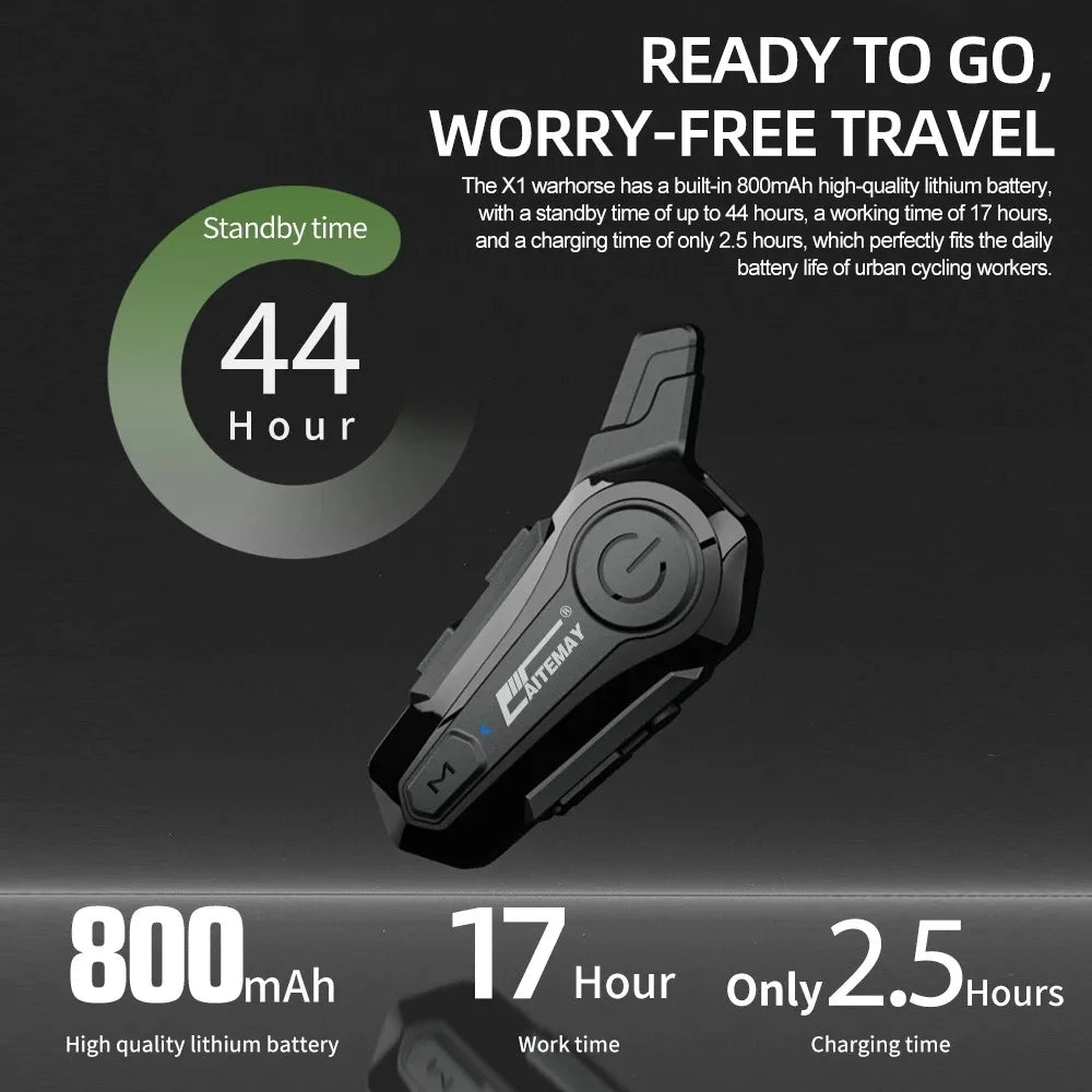 Bluetooth Headphone Motorcycle Helmet Intercom Headset 1000M 2 Rider